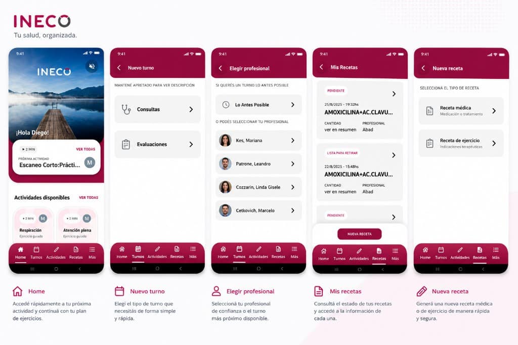 Aplicación móvil para pacientes INECO — referencia visual del proyecto