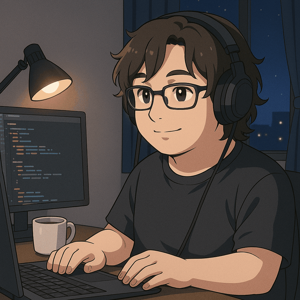 Ilustración de Diego Abad trabajando como desarrollador