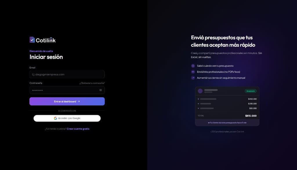 Plataforma de presupuestos digitales — captura 1 de 5