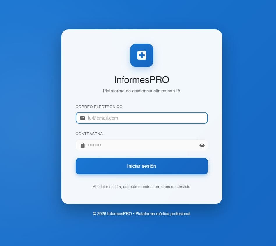 Plataforma de informes clínicos con IA — captura 1 de 3